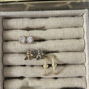 Trio Gold Stud Earrings